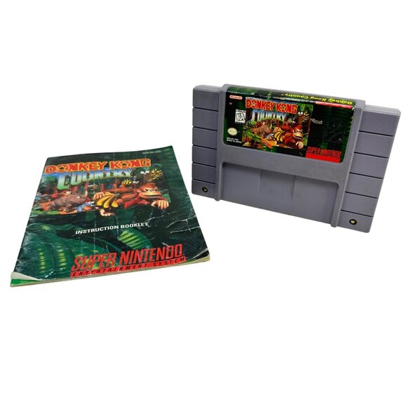 Super Nintendo SNES - Donkey Kong Country w/ Manual - Tested/Works - Picture 1 of 5